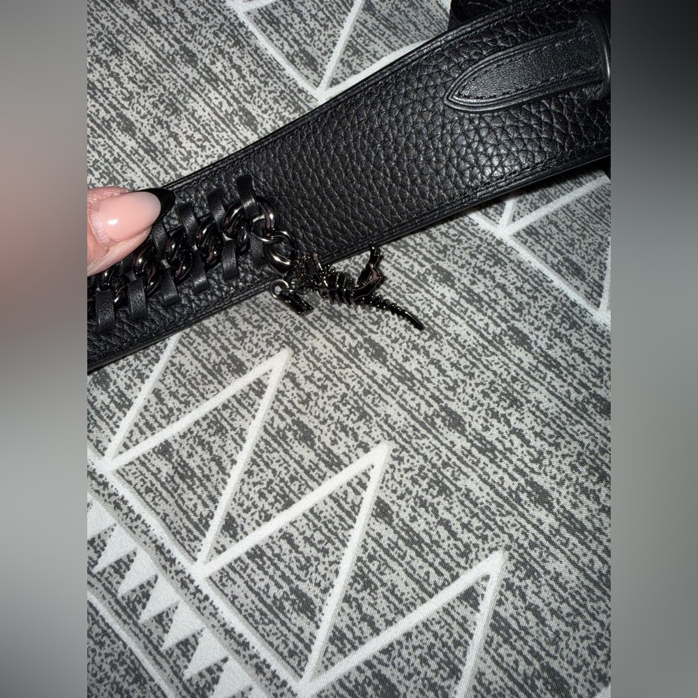 Coach Gunmetal Rexy Black Leather Strap